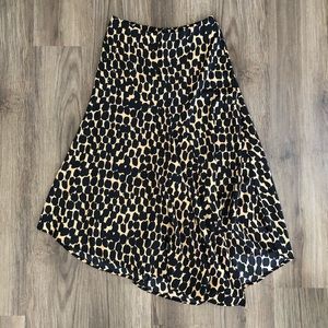 Leopard Print Asymmetrical Midi Skirt